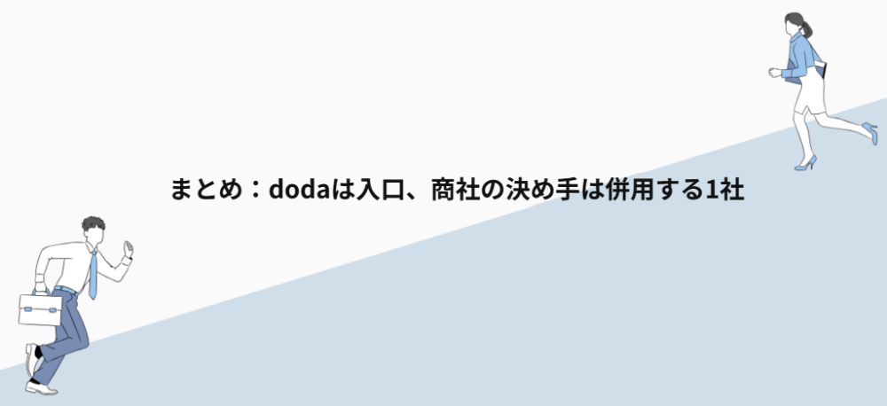 まとめ:dodaは入口、商社の決め手は併用する1社