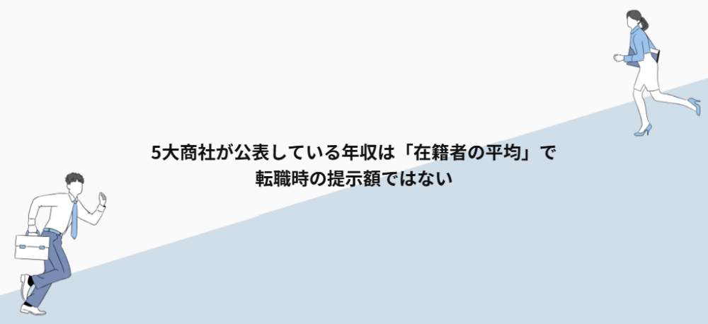 5大商社が公表している年収は「在籍者の平均」で、転職時の提示額ではない
